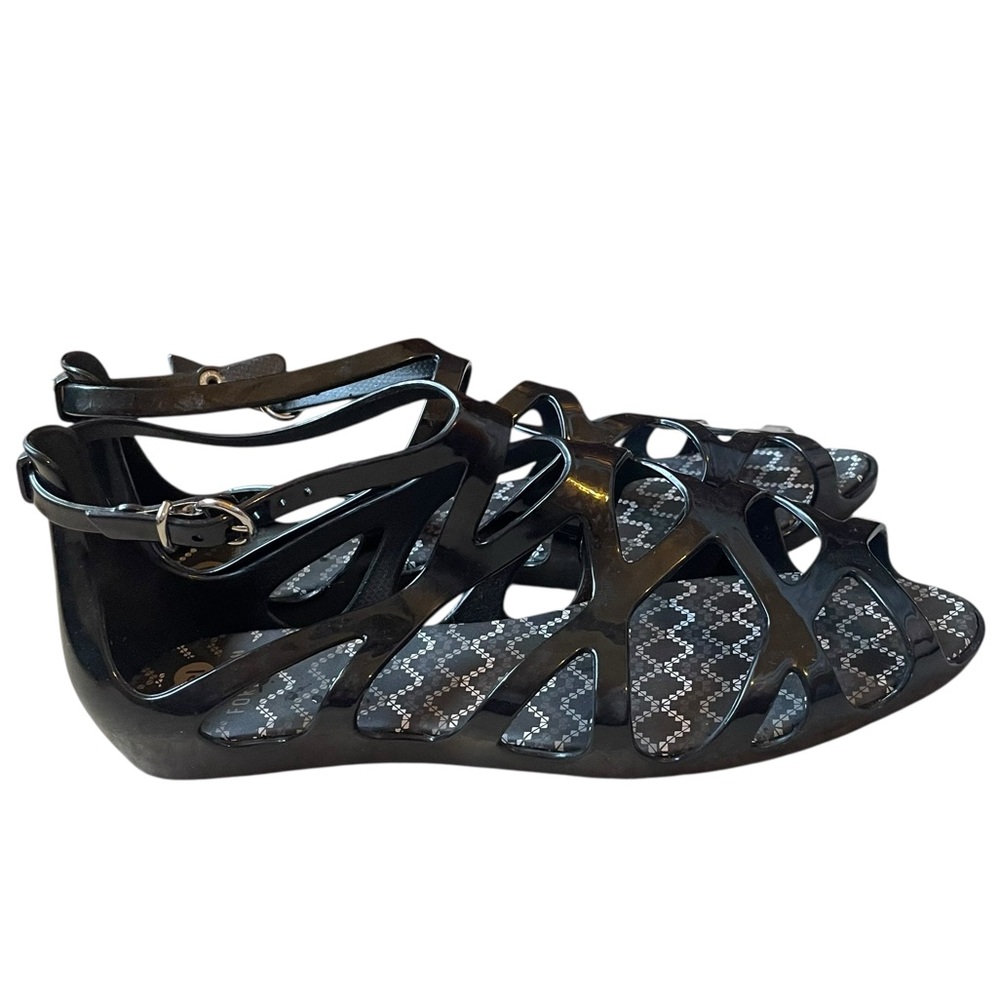 Mel‎ Melissa x Forever 21 Dreamed Jelly Sandals Buckle Crisscross Black Size 6